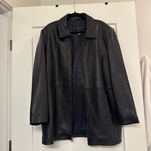 Claiborne Black Leather Trench Coat
